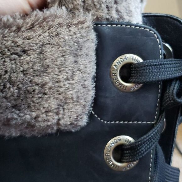 TIMBERLAND Mirney Faux Fur Knee High Lace Up Boots Black Size 6 - Picture 5 of 7